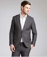Paul Smith grey plaid wool two button blazer style# 318951401