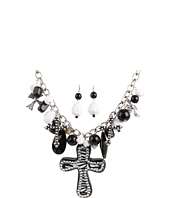 Nocona   Zebra Cross Beaded Necklace/Earring Set
