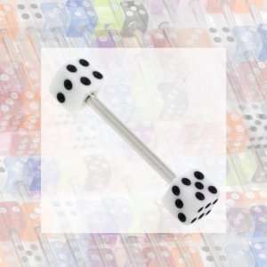  WHITE   Casino Dice Tongue Ring Barbell: Jewelry