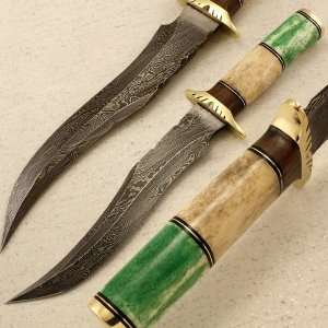  Damascus Steel Blade Hunting, Bowie Knife Pr 849: Sports 