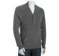 Wyatt black thermal knit cashmere shawl collar sweater   up to 