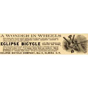  1899 Ad Antique Eclipse Bicycle Morrow Automatic Coaster 