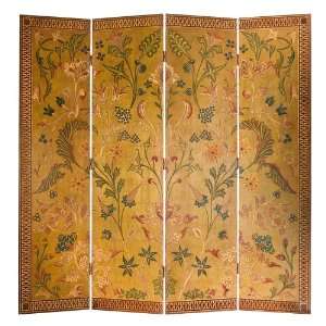 Gold Floral Wood Folding Screen 