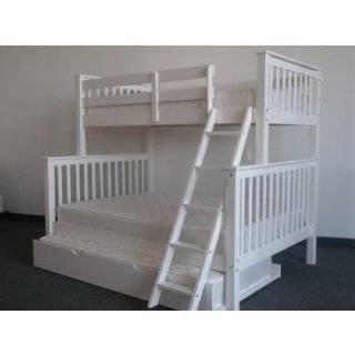 Bunk Bed Twin over Full Mission style in White with Twin Trundle