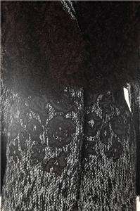 NWT $790 AUTH Mercella Faux Fur Embellished Tweed Wool Coat Black L 