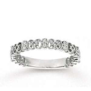    14k White Gold 1/6 Carat Diamond Filigree Stackable Ring: Jewelry