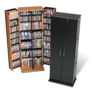   : Cherry Finish Grande Locking Media Storage Cabinet: Home & Kitchen