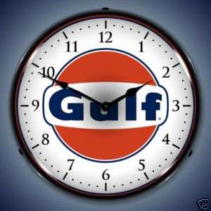 NEW GULF ADVERTISING BACKLIT LIGHTED CLOCK   FREE SHIP*  
