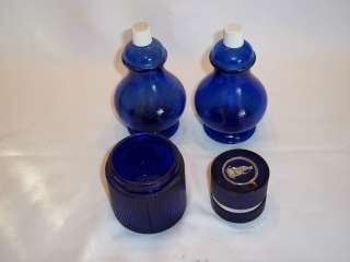COLLECTION LOT OF COBALT BLUE AVON BOTTLES MOONWIND AND CHARISMA 