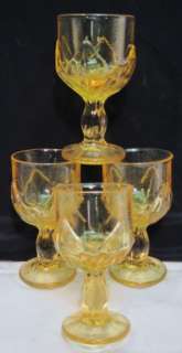   FRANCISCAN CABARET WATER GOBLETS~YELLOW GLASS~CORNSILK~SET OF 4  