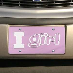  NCAA Illinois Fighting Illini Pink Mirrored Girl License Plate 