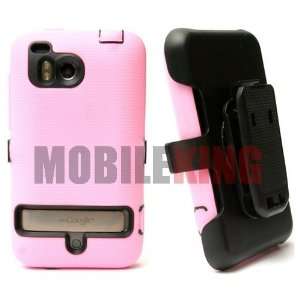 MOBILE KING) Dual Ultra Rugged Protector Case ¡V Pink Silicone Cover 