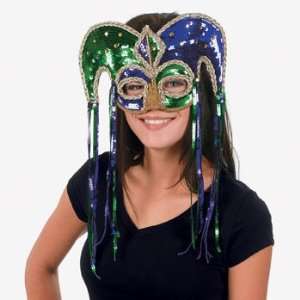  Mardi Gras Sequin Jester Half Mask   Costumes & Accessories & Masks 