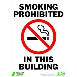 ZING 2086A Sign,Smoking Prohibited,14x10,Alum.  Industrial 