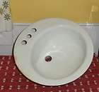 Vtg NOS White Enamel Porcelain Cast Iron Round Oval Bathroom Sink 