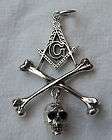 Masonic Pendant Skull and Bones silver antique pendant