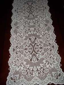 CREME IVORY TABLE RUNNER LACE 36 X 15 FLORAL CTRF257  