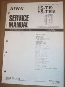 AIWA Service Manual~HS T19/T19A Radio Cassette Player  