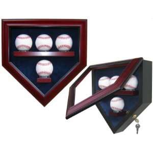  4 Baseball Homeplate Shaped Display Case Honey: Sports 