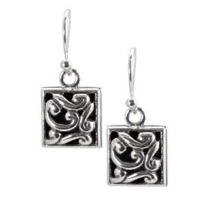  Barse Sterling Silver Square Swirl Earrings: Jewelry
