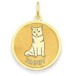  14k Tabby Cat Disc Charm Jewelry
