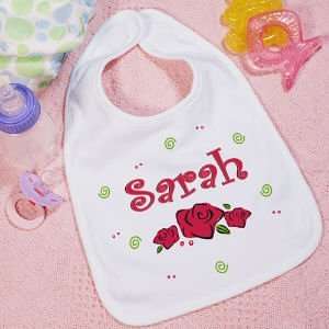  New Baby Lovely As A Rose Personalized Baby Bib: Baby