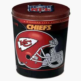 Kansas City Chiefs 3.5 gallon gift tin with three premium plus gourmet 