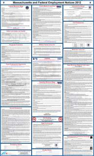 2012 Massachusetts State & Federal Labor Law Posters Full Color 