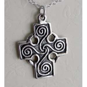   Silver Celtic Cross with Spiral Design Pendant [Jewelry] Jewelry