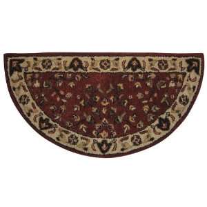    Red W/ Beige Hand tufted 100% Wool Hearth Rug