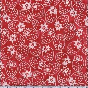  44 Wide Fruit Salad Batik Strawberries Red Fabric By The 