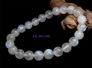Natural Blue Moonstone Stretch Bracelet Round beads 8mm Gemstones 