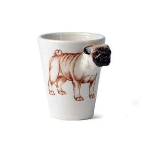 Fawn Pug Sculpted Ceramic Dog Coffee Mug: Home & Kitchen