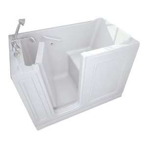   51 Inch Soaker Acrylic Walk In Bath with Quick Drain, White, Left Hand