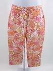   PULITZER Pink Orange Floral Animal Print Flat Front Cropped Pants Sz 4