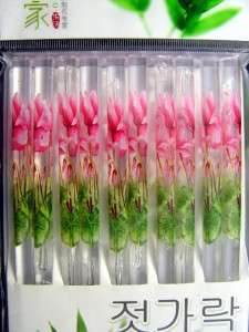 Lily Flower Chinese Clear Acrylic Chopsticks Kuaizi Set  