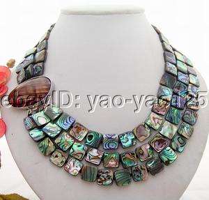 Stunning Paua Abalone Shell Necklace Brown Shell Clasp  
