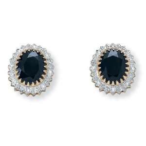   Midnight Blue Sapphire and Diamond Accent Pierced Earrings: Jewelry
