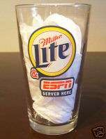 MILLER LITE & ESPN ONE PINT BEER GLASS BRAND NEW!  