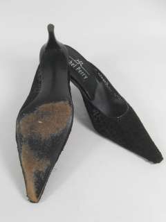 MICHEL PERRY Black Lace Mules Heels Pumps Shoes Sz 7.5  