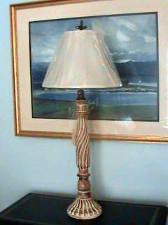 LEXINGTON TALL COLUMN HAND CARVED TABLE LAMP WITH SHADE  