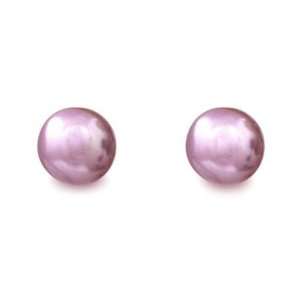   Purple Blush Color 8mm Pearl Stud Earrings   Light Purple Pierced Post