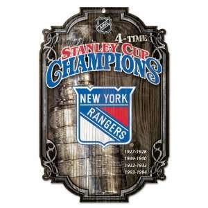    New York Rangers Champion 11x17 Wood Sign