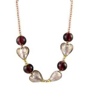  Necklace   N135   Murano Glass & Pearl ~ Purple: Jewelry