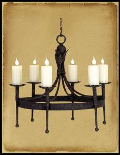 CH1040 30  6 LIGHT HAND FORGED WROUGHT IRON CHANDELIER  