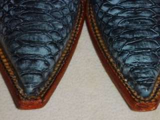 Genuine FERRINI Black Blue Leather Python Western Cowboy Womens Boots 
