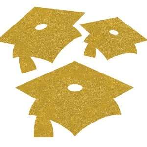    Graduation Mini Glitter Cutouts   Gold