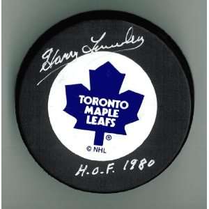  Harry Lumley Autographed Toronto Hockey Puck w/ HOF 