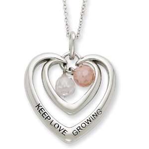    Sterling Silver CZ Keep Love Growing 18in Necklace Jewelry