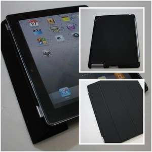 OEM Apple iPad 2 II Smart Cover Polyurethane & Crystal Case Set Black 